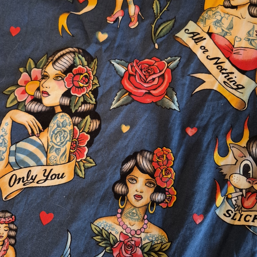 Rockabilly Tattoo Print Skater Skirt - Picture 5 of 5